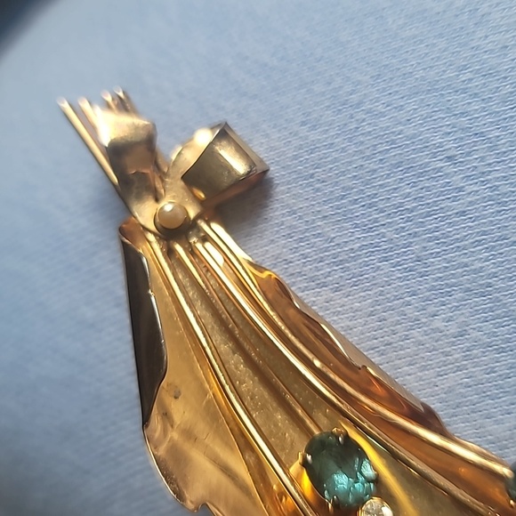 ABSOLUTE EXQUISITE RARE VINTAGE STIRLING BY CORO GOLD WASH TOPAZ BROOCH - Picture 5 of 6
